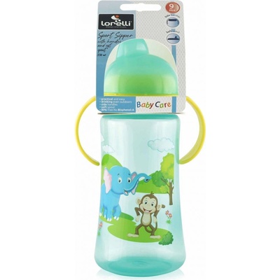 Baby Care Safari športová fľaša so slamkou green 330 ml