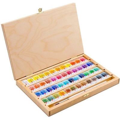 Akvarelové barvy White Nights v dřevěném boxu 48 dílný set