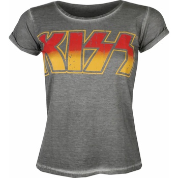 HYBRIS дамска тениска KISS - Distressed Logotype Urban - Сив - HYBRIS - ER-65-KISS004-H68-10-GY