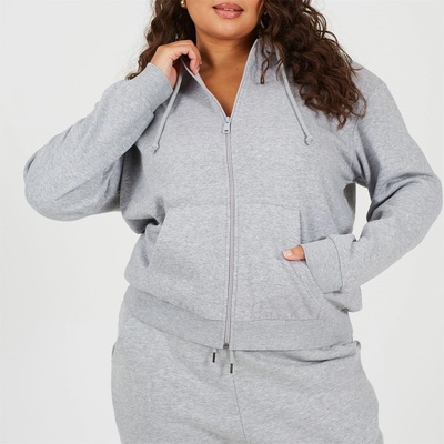 Brave Soul Суичър Brave Soul Plus Size Classic Zip Through Hoodie with Pockets - Grey Marl