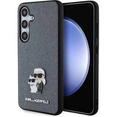 Karl Lagerfeld hard silikonový Samsung Galaxy S24 5G Grey Saffiano Karl & Choupette Metal Pin