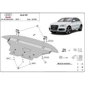 Scut Motor - Румъния Метална кора под двигател audi q5 (8r) от 2008 до 2012 (73864)