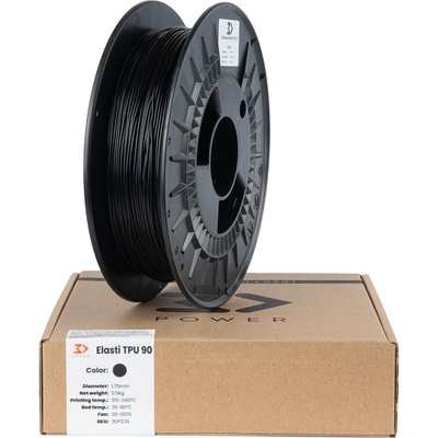3DPower Elasti TPU 90 1,75 mm černé 0,5 kg