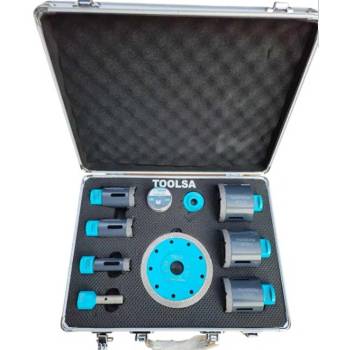 UNI STR Боркорони диамантени 20-68 мм, М14, с диск, конус, вакса и пръст, 10 бр (uni-010839)