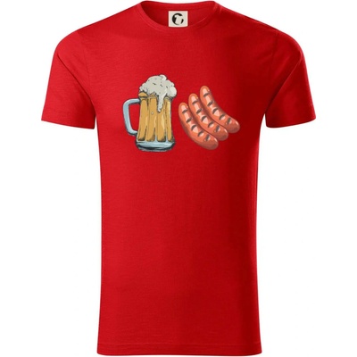 Pivo a klobása tričko červená