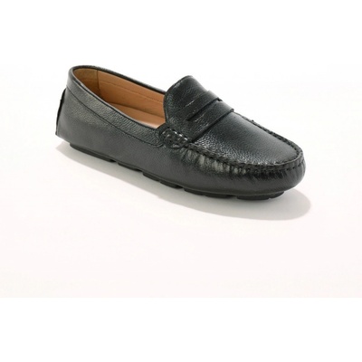 Kožené mokasíny se zrnitým efektem černá