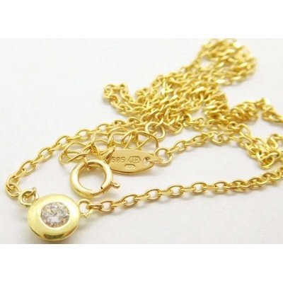 Klenoty Budín Dámský zlatý diamantový náhrdelník s přívěskem diamant HKD52