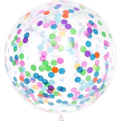 Party Deco Балон Сфера, 1м, Прозрачен с Разноцветни Конфети (bk36-1-000)