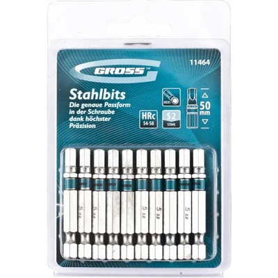 GROSS Комплект битове hex 5х50, s2 , 10 бр. //gross 11464