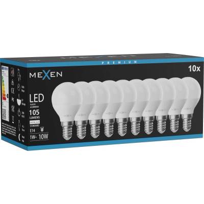 Mexen Nova 10x LED крушка E14, G45, 1W, Неутрална - 4000K, 105 lm - L101-E14-0140-01x10 (L101-E14-0140-01x10)