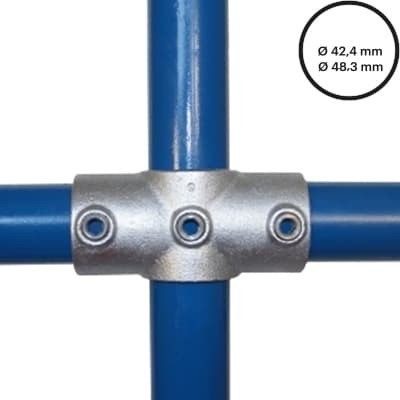 Konstrukční fitinka, spojka ocelových trubek pr. 42,4 mm | pr. 48,3 mm – průběžný kříž (středový) 119-C42/D48