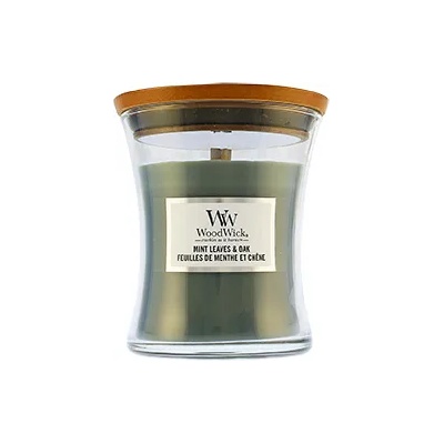 WoodWick Mint Leaves & Oak ароматна свещ с дървен фитил 275 гр