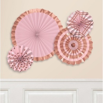 Dekoračné rozety - Rose Gold metalické - 4 ks