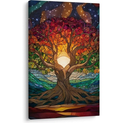 Obraz mystický strom života a hvězdy - 40x60