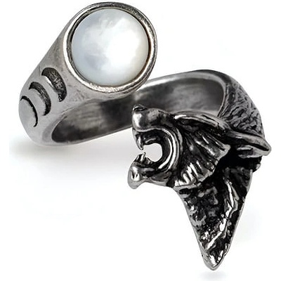 Alchemy Gothic Prsteň Vlk vyjúci na mesiac R247