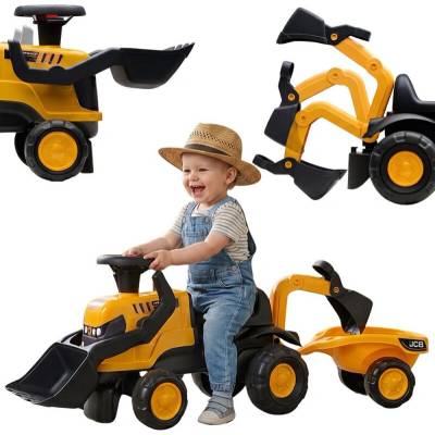 Falk Traktor Baby JCB s volantem, klaksonem a přívěsem