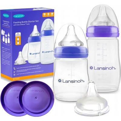 Lansinoh Startovací set kojeneckých lahví 1 ks 160 ml + 1 ks 240 ml + dudlíky NaturalWave 3 ks S + M + F – Zbozi.Blesk.cz