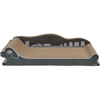 Anipro драскалка за котки от велпапе - кресло с нарисувано куче, черна, 60×28×14 см