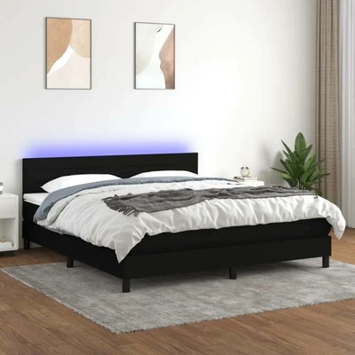 vidaXL 11461.3133247 Boxspring postel s matrací a LED černá textil