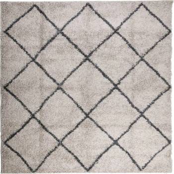 Шаги килим с дълъг косъм, модерен, бежов и антрацит, 240x240 cm