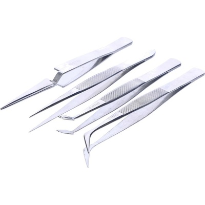 Sada pinzet z nerezové oceli E-VALUE - 4 ks – Zboží Dáma