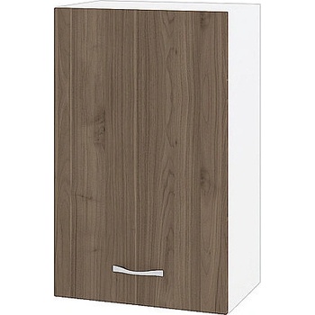 ИРИМ Горен шкаф с врата и рафт Сити БО-6 бяло гладко / орех адмирал 45 см