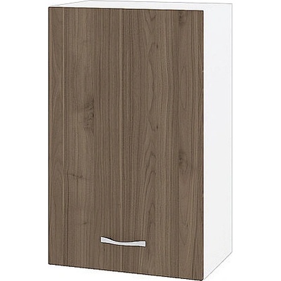 ИРИМ Горен шкаф с врата и рафт Сити БО-6 бяло гладко / орех адмирал 45 см