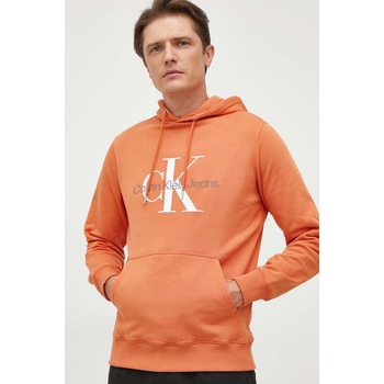 Calvin Klein Памучен суичър Calvin Klein Jeans в оранжево с качулка принт J30J320805 (J30J320805)