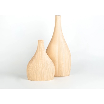 Valovič Woodworking Výhodná ponuka - Set veľká + malá váza Jaseň + Text