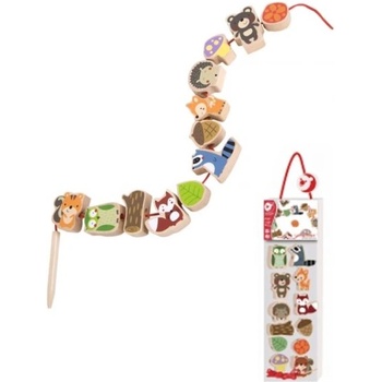 Classic World Дървени мъниста за нанизване с Горски животни