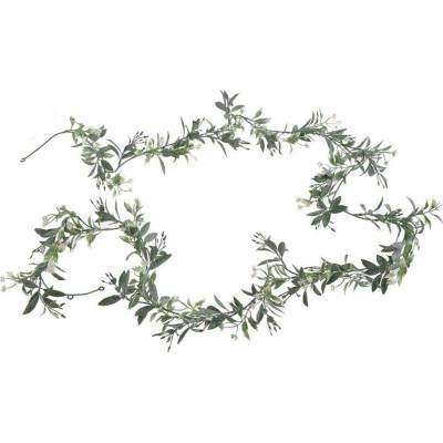 Umělá girlanda ruscus 240 cm - zelená/bílá