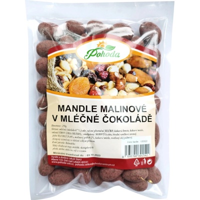 Velkoobchod Pohoda Mandle malinové v mléčné čokoládě 250 g