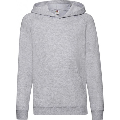 Fruit of the Loom Dětská lehká mikina s kapucí světle šedý melír
