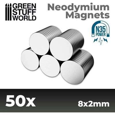 Green Stuff World Neodymium Magnets 8x2 mm 50 units N35 / Neodymové magnety 8x2 mm 50 ks GSW11517