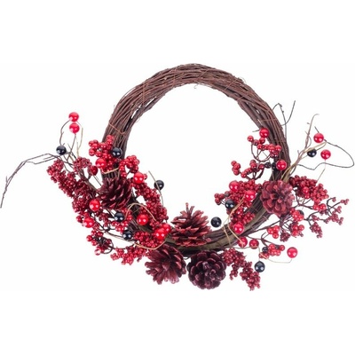 MagicHome Veniec na dvere prútený s čečinou, 37x32 cm