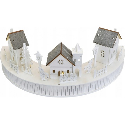 DOMMIO Vesnička s domečky LED, 2 × AA, 14 × 40 cm