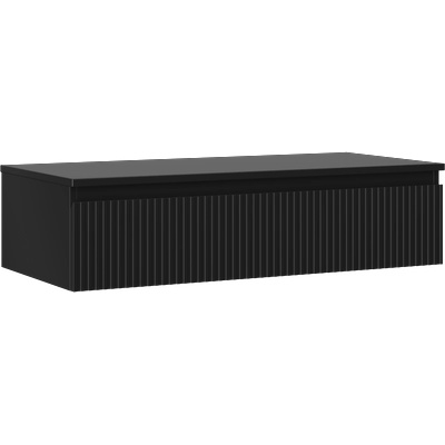 Rivel шкаф за баня под мивка 100 см с плот, 1 чекмедже, нарязан, черен мат - 91A20-10023-1-BFC71 (91A20-10023-1-BFC71)