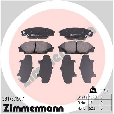Sada brzdových destiček, vždy 4 kusy v sadě ZIMMERMANN 23178.160.1 (231781601)