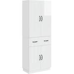 vidaXL Комплект шкафове 2 бр. Бял гланц Инженерна дървесина (3416830)