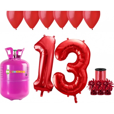 HeliumKing Helium párty set na 13. narozeniny s červenými balónky