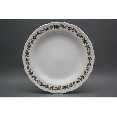 Bohemia Porcelán 1987 Mísa kulatá mělká Verona Vánoční Cesmína KBB 31cm