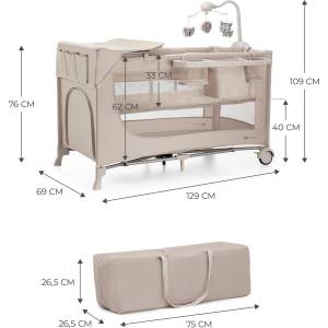 KinderKraft JOY FULL 2 бебешка кошара с аксесоаври BEIGE (KLJOY02BEG000AC)