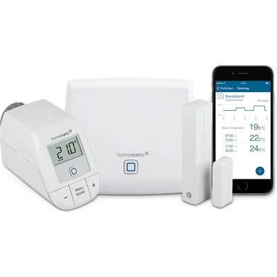 Homematic IP HmIP - Пакет Основен за интелигентно управление на парно, 1хТочка за достъп, 1хЕлектронна термоглава с безжично управление, 1хСензор за прозорец