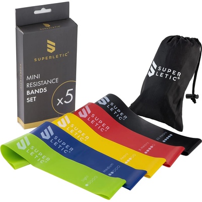 Capital Sports Uros Mini, експандери, комплект 5 броя, фитнес ластици, възел, 100 % латекс (SPL4-UrosMiniBand5er) (SPL4-UrosMiniBand5er)