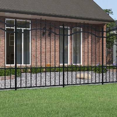ZBXL Zahradní plot s hroty černý 190 cm práškově lakovaná ocel