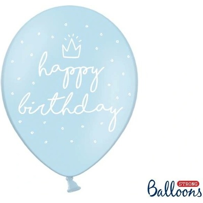 PartyDeco balóniky svetlo-modré Happy Birthday