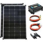 Solartronic Пълен комплект Соларна система 2x100 W монокристални соларни панели 5 шини 20A контролер за зареждане 12V / 24V кабел (1000200M20)