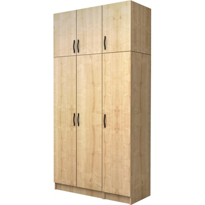 TopMebel Шкаф с три врати от меламин Vivian с кабинет в цвят дъб 120x51.8x240см