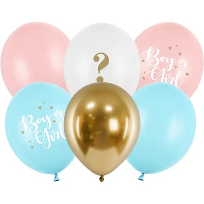 PartyDeco Комплект латексови балони Момче или момиче? 6 бр