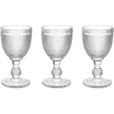 Tognana Комплект 3 стъклени чаши със столче diamante, 280 мл, прозрачни (n3585t95895a)
